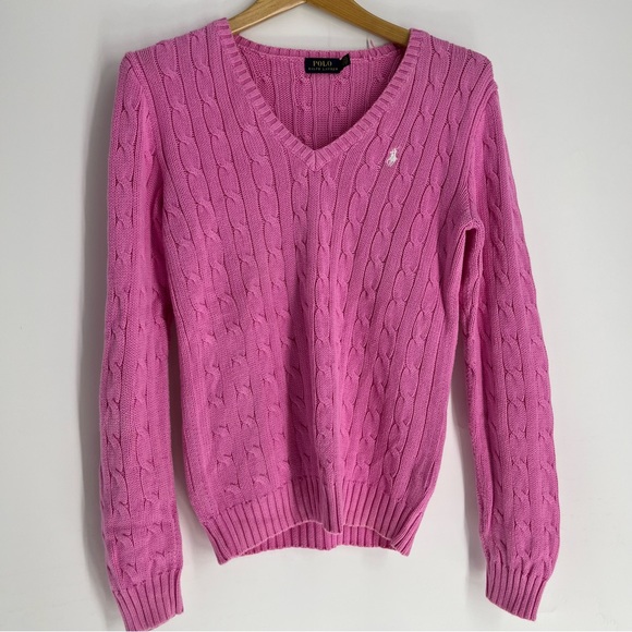 Polo Ralph Lauren Tops - Polo By Ralph Lauren Womens Sweater Pink Colorful Size Medium Cotton Knitter Top